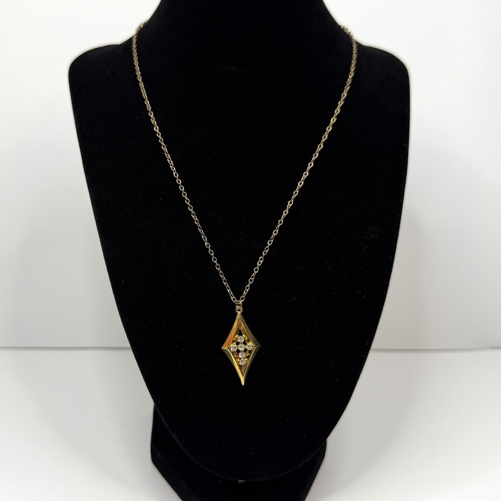 Diamond Rhinestone Cross Pendant Necklace Gold Tone Star Fashion Jewelry 10 in